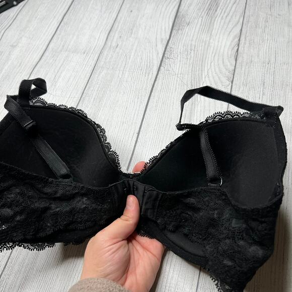 Victoria's Secret Dream Angels Lined Demi Black Lace Pushup Bra Size 34DD - Picture 4 of 9